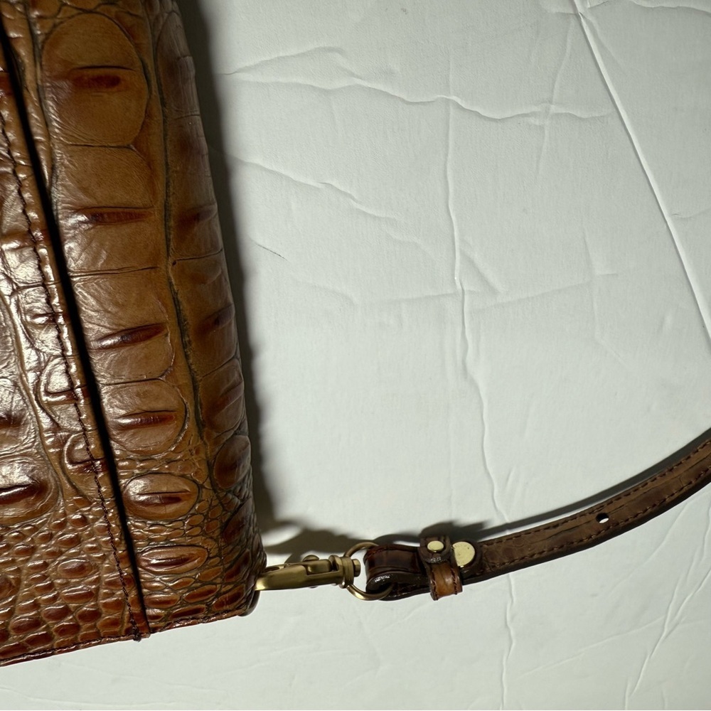 Brahmin Brown Crossbody Bag Crocodile Gold Hardware Satchel Tassel - Picture 7 of 15